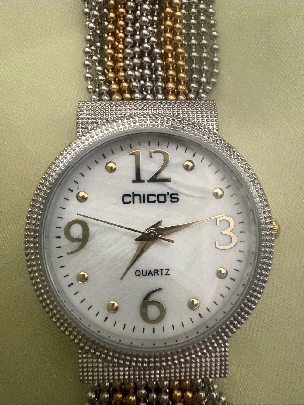 Chico's Gold & silver beaded Watch Bracelet